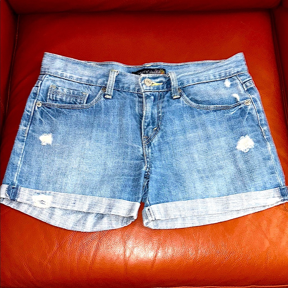 Levi's Light Blue Distressed Jean Shorts Size 3 EUC